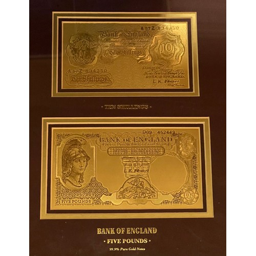 140 - O'Brien £5 and 10 shilling gold bank notes, titled 