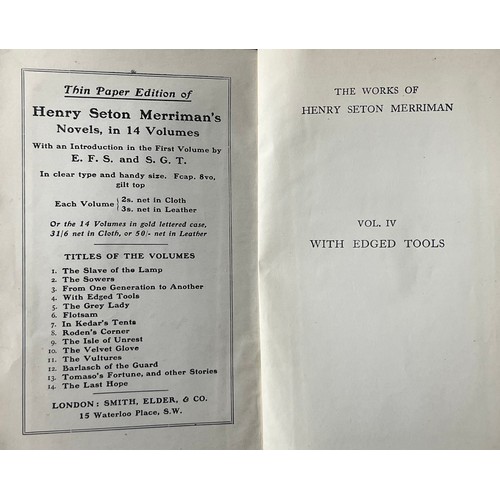 487 - H.S. Merriman, 12 pocket books, published by Smith Elder, 1909, hardback blue cloth with gilt tooled... 