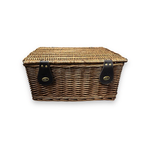 471 - Wicker Wine Rack & Basket. Wine rack contains 16 compartments with tray top. And a Marks & Spencer e... 