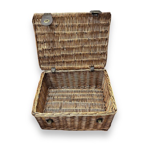 471 - Wicker Wine Rack & Basket. Wine rack contains 16 compartments with tray top. And a Marks & Spencer e... 