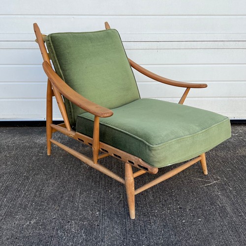 459 - Lucian Ercolani (Italian, 1888-1976) for Ercol Model 442 blonde elm and beech easy armchair with gre... 