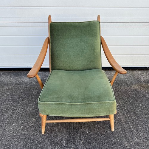 459 - Lucian Ercolani (Italian, 1888-1976) for Ercol Model 442 blonde elm and beech easy armchair with gre... 