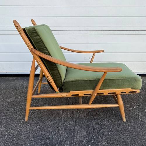 460 - Lucian Ercolani (Italian, 1888-1976) for Ercol Model 442 blonde elm and beech easy armchair with gre... 