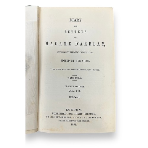 497 - Diary and Letters of Madame D'Arblay, 1854, in 7 volumes, 