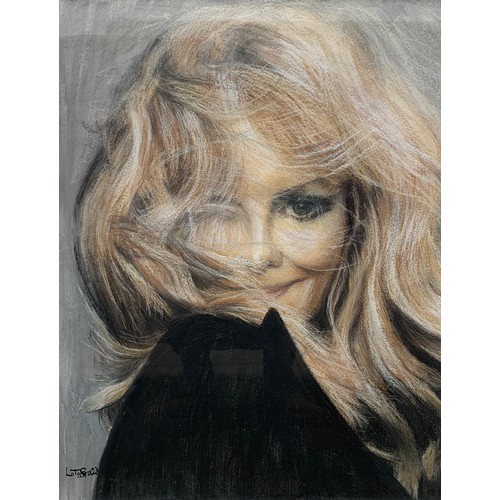 326 - Twiggy, two original charcoal and pastel artworks of Lesley Lawson a.k.a. Twiggy by Lynette Braid (B... 