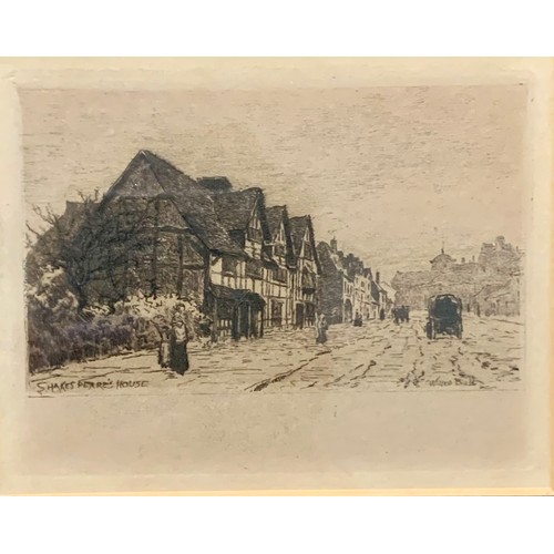 391 - Wilfred Williams Ball (British, 1853-1917), four miniature etchings related to Warwickshire and surr... 