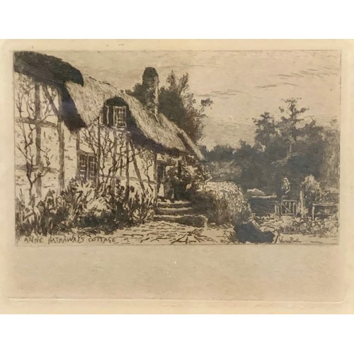 391 - Wilfred Williams Ball (British, 1853-1917), four miniature etchings related to Warwickshire and surr... 