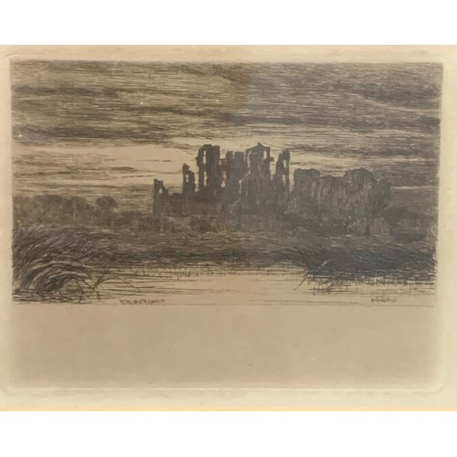 391 - Wilfred Williams Ball (British, 1853-1917), four miniature etchings related to Warwickshire and surr... 