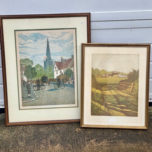 394 - Carl March (British, 20th Century), ‘Old Solihull’ engraving 48/150. Signed, titled and numbered in ... 