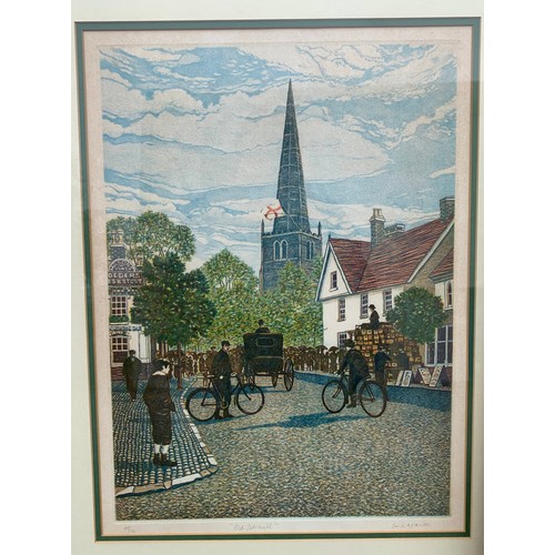 394 - Carl March (British, 20th Century), ‘Old Solihull’ engraving 48/150. Signed, titled and numbered in ... 