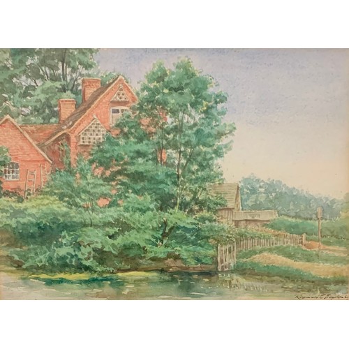 409 - Five nicely framed watercolours, to include; G Carlson (1936) 17cm x 26cm, Reginald E Edgecombe 24.5... 