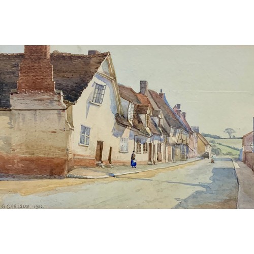 409 - Five nicely framed watercolours, to include; G Carlson (1936) 17cm x 26cm, Reginald E Edgecombe 24.5... 