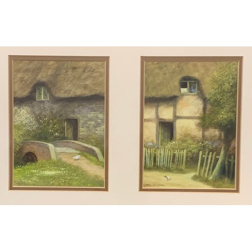 407 - David Pritchard (British, 20th Century), idyllic cottage diptych watercolour on paper. Two works, bo... 