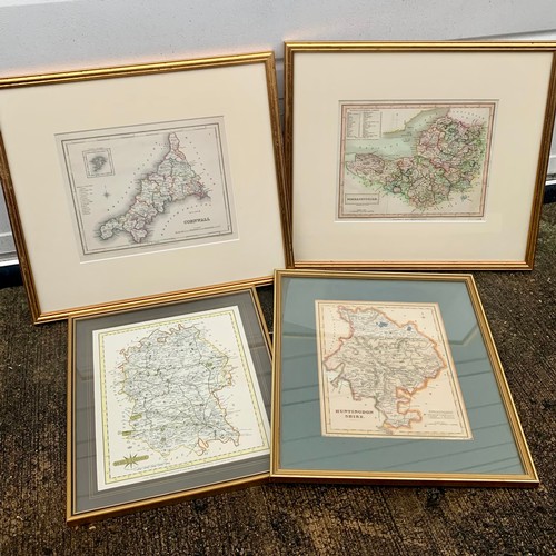 375A - Four 19th Century framed maps, to include; Huntingdonshire by R. Scott published by Archd Fullarton ... 