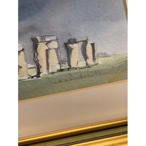 402A - Seven miniature artworks, to include; Andy Le Poidevin (British, 20th Century) ‘Spring at Avebury’ &... 