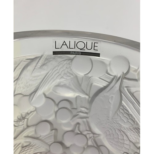 380 - Lalique, Merles et Raisins medium standing frosted glass vase. Etched to base for Lalique France and... 