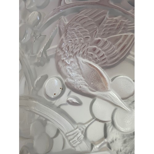 380 - Lalique, Merles et Raisins medium standing frosted glass vase. Etched to base for Lalique France and... 