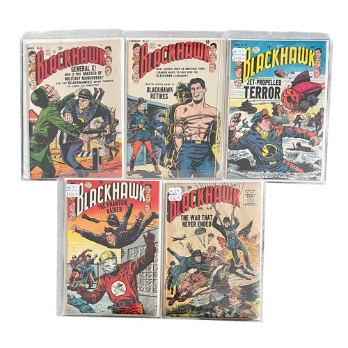 342 - Quality Comics Blackhawk 1953-1956 Nos 62, 73, 77, 78, 99 (UG). All 5 comics are bagged & boarded in... 