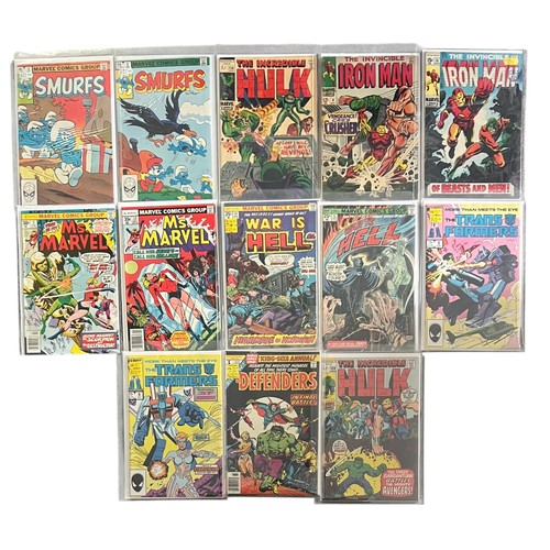 347 - Selection Of Marvel Comic Titles to Include: Smurfs 1982 Nos 2, 3: The Incredible Hulk 1969 No114: T... 