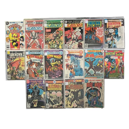 349 - Selection Of DC Comics to include: Amazing Man No1 1986: Warlord Nos 2, 3, 4 1976: The Unknown Soldi... 