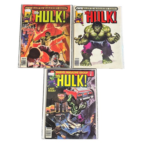 377 - Marvel Magazine Group The Hulk 1981 Nos 25, 26, 27. All three magazines are bagged & boarded, NM.