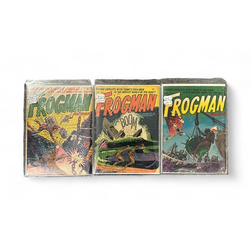 411 - Hillman Comics Frogman 1952 Nos 3, 4, 8. All 3 comics are bagged & boarded in Mylar bags, VG/F.