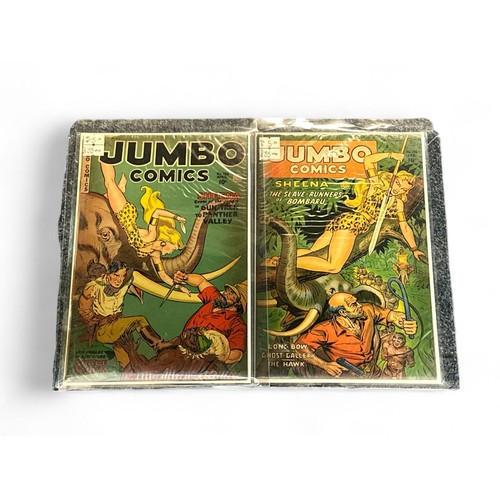 416 - Jumbo Comics Sheena Queen Of The jungle 1952, 158. Both comics are bagged & boarded in Mylar bags, V... 