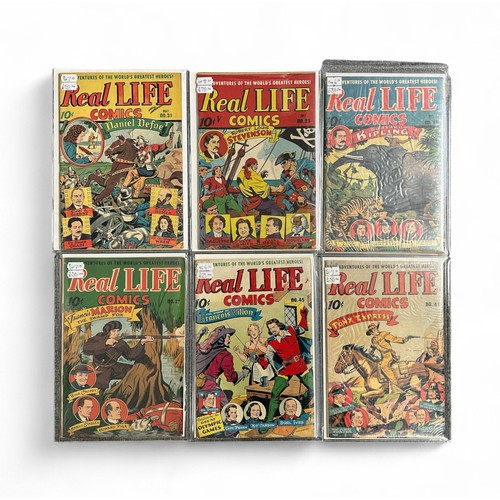 425 - Real Life Comics 1946-1948 Nos 31, 33, 35, 37, 45, 46. All 6 comics are bagged & boarded,in Mylar ba... 