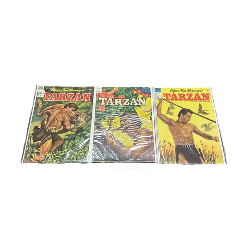 428 - Tarzan Dell Comics No17 1950, No48 1953 and No55 1954. All 3 comics are bagged & boarded, VF/NM.