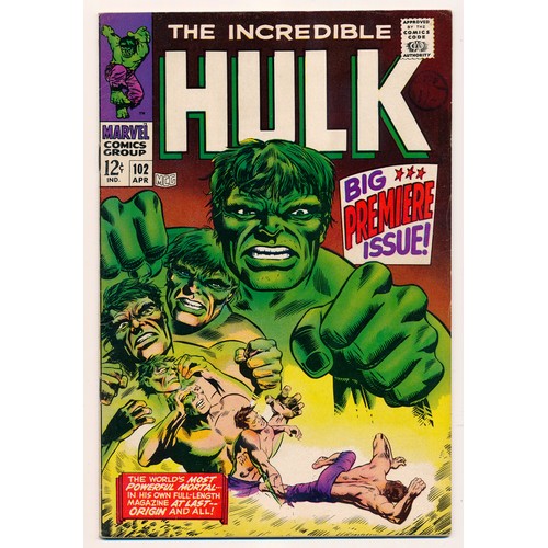 258 - The Incredible Hulk 1968 No 102, Big premier Issue. Comic is bagged & boarded in Mylar comic bag, VG... 