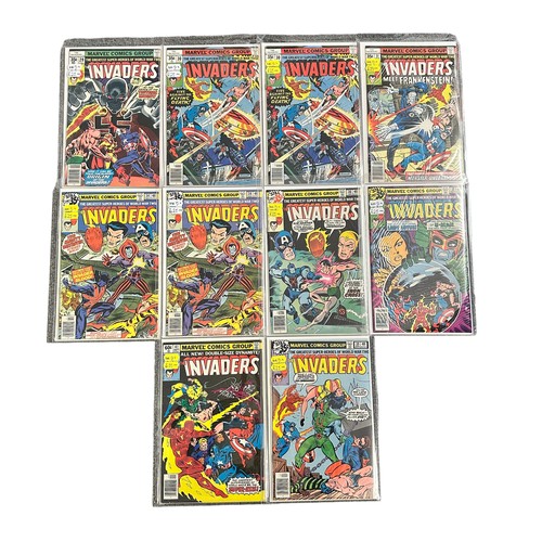 217 - Marvel Comics The Invaders 1978-1979 Nos 29, 30x2, 31, 34x2, 36, 38, 39, 41. All 10 comics are bagge... 