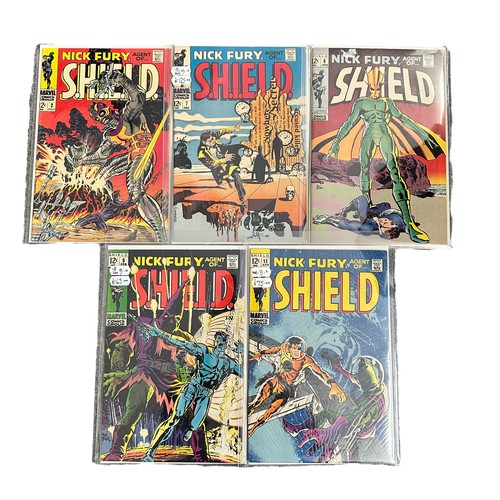 84 - Marvel Comics Nick Fury Agent Of S.H.I.E.L.D. 1968-1971 Nos 2, 7, 8, 9, 11. All 5 comics are bagged ... 