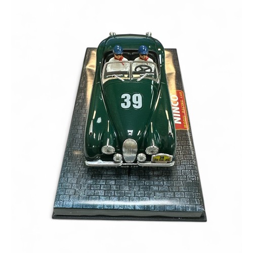 249 - Ninco 1/32 Jaguar XK120 dark green Liege-Rome-Liege race #39 including two seated figures No. 50160,... 