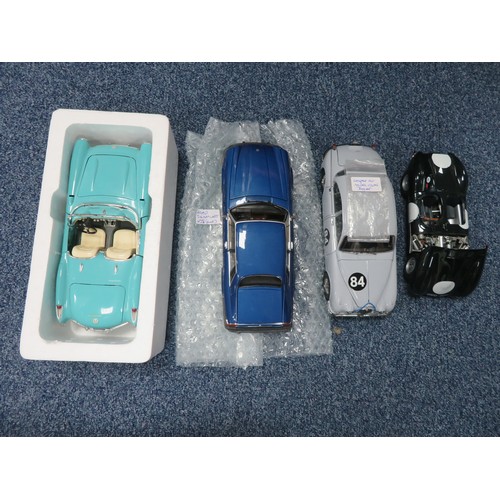 15 - 1/18th scale unboxed collection, with Autoart Jaguar D-Type dark green car registration OVC501 inclu... 