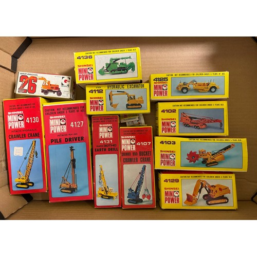 193 - Shinsei Mini Power construction diecast collection, generally excellent in good plus boxes, with Nos... 