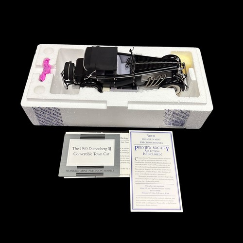 144 - Franklin Mint 1/24th scale 1940 Duesenberg SJ Convertible Town Car No. B11UX57, generally excellent ... 