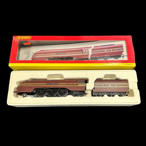 339 - Hornby LMS maroon 6235 City of Birmingham 4-6-2 locomotive and tender No. R2205, generally excellent... 