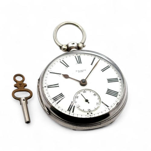 152 - A Victorian W.G. Rice key-wind open-face silver pocket watch. Case diameter48mm. Weight 120g. Marks ... 