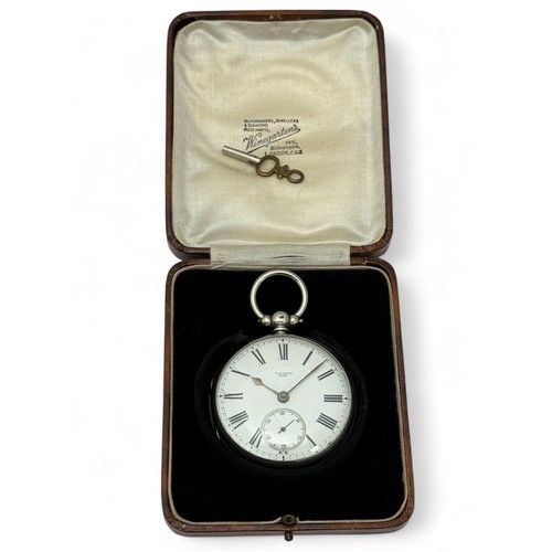 152 - A Victorian W.G. Rice key-wind open-face silver pocket watch. Case diameter48mm. Weight 120g. Marks ... 