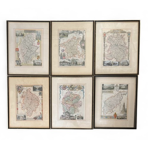 375 - MOULE, THOMAS. Six mid 19th Century hand coloured county maps by Thomas Moule, to include; Warwicksh... 