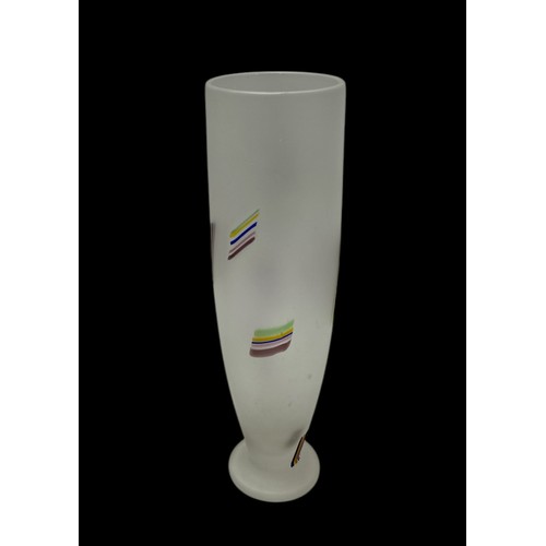 392 - Bob Crooks (British, Contemporary), hand painted thin vase by Bob Crooks for First Glass. Etched Fir... 