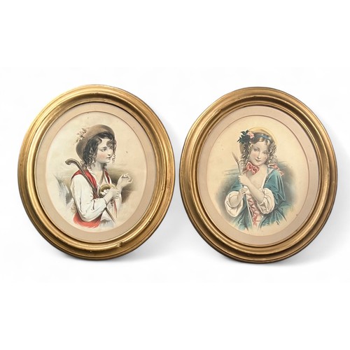 407 - Continental school 19th Century pair of oval pastel on paper portraits of young ladies. Unsigned, fr... 