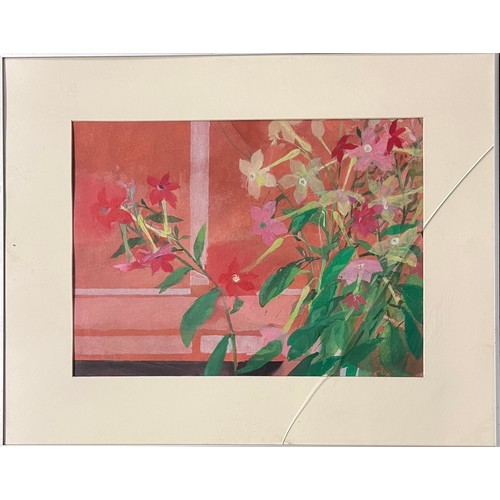 444 - Stewart Lees (Scottish, 1926-2008), floral still life, acrylic on paper, 1986. Signed in pencil to l... 