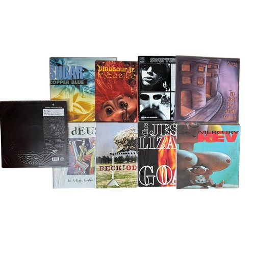 242 - Nine 90s alternative, rock, indie vinyl LPs. Includes: Beck, Mercury Rev, Deus (x 2), Sugar, Swell, ... 