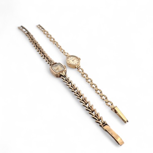 129 - Two ladies 9ct gold cocktail watches on 9ct gold bracelets. A Hefix watch case width 15mm, and a Gen... 