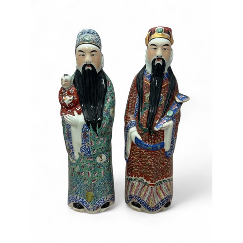 332 - Two Chinese Famille Rose figures of Immortals, likely late 19th / early 20th century. Height of tall... 