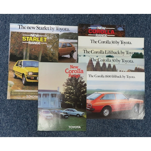 222 - 1970s onwards mainly Toyota car brochures, generally excellent to good plus (some with dealer labels... 