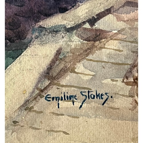 408 - Emiline Stokes (British, early 20th Century), harbour watercolour on paper. Signed to lower middle, ... 