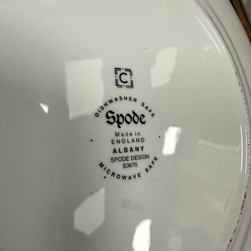 297 - Spode Albany (S3670) pattern platter (39x31cm), dinner plates x 13 (27cm diameter) and side plates x... 