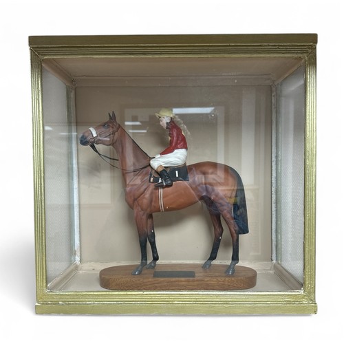 287 - A Beswick Connoisseur model, Red Rum, with Brian Fletcher, wooden plinth, 33.5cm high, in glass disp... 